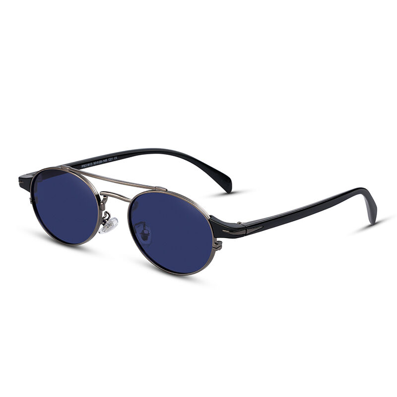Jeulia "Cutting Edge" Oval blau polarisierte Unisex-Sonnenbrille