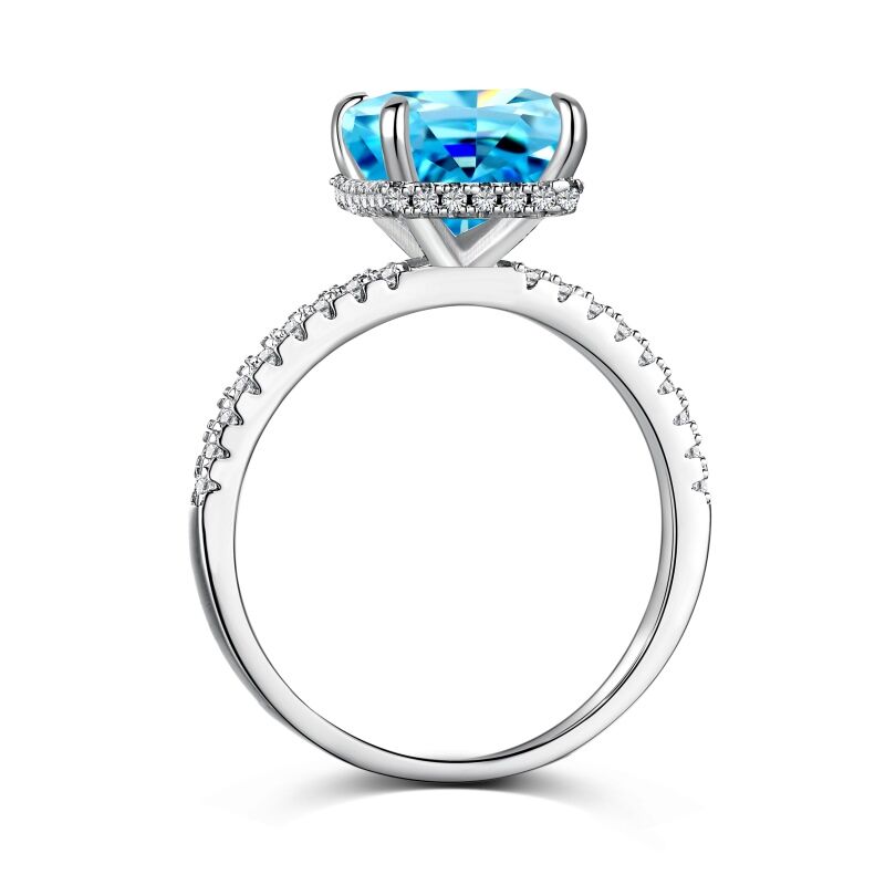 Jeulia Classic Blue Radiant Cut Sterling Silver Ring