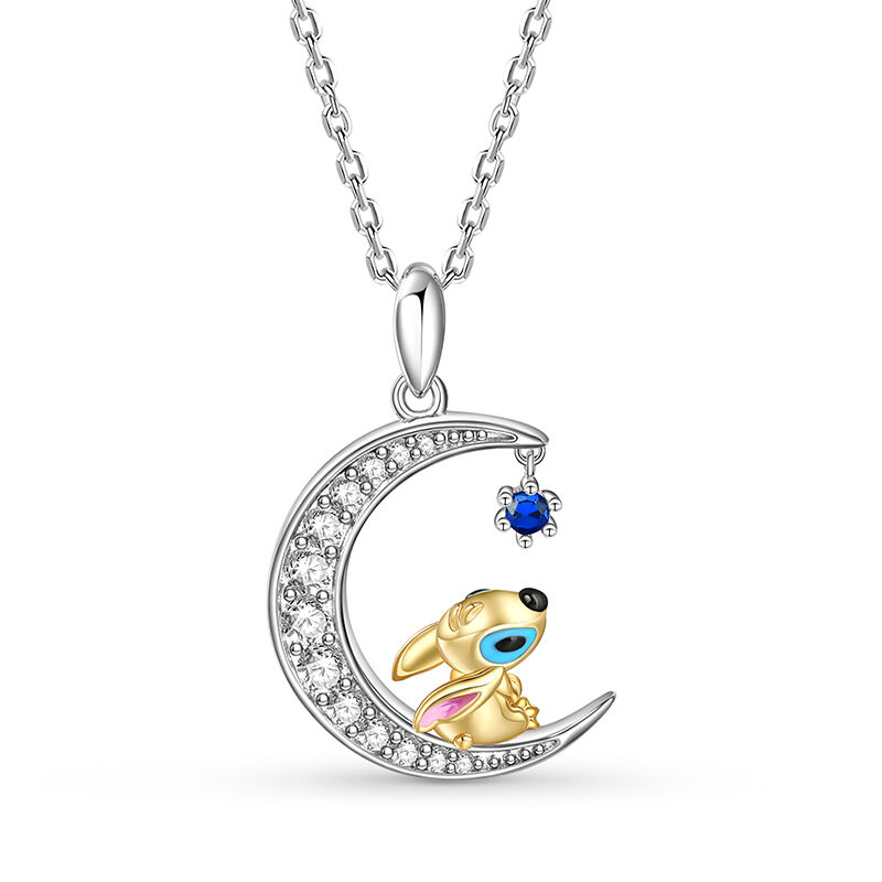 Jeulia "Little Monster" Moon Necklace Sterling Silver