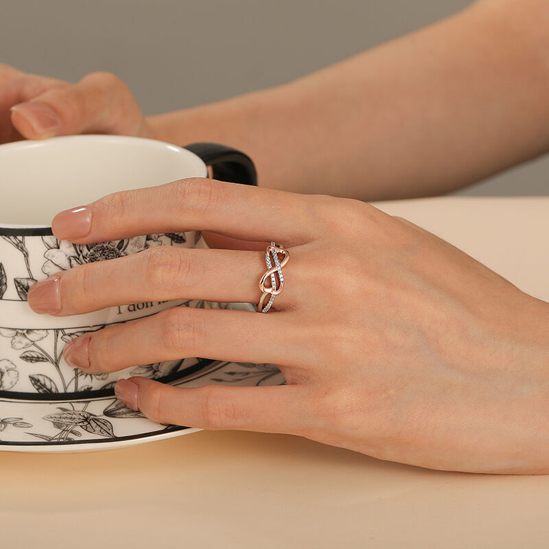 Jeulia Fedine Fidanzamento da Donna Design Cuore e Infinito in Argento Sterling
