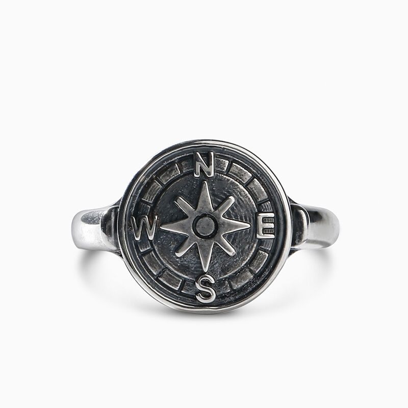 Jeulia "Life's Journey" Compass Sterling Silver Ring
