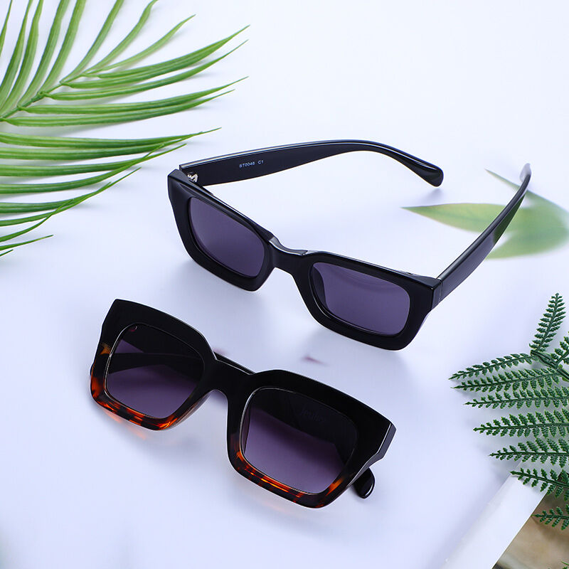 Jeulia "Futureland" Rectangle Black Tortoise/Grey Unisex Sunglasses