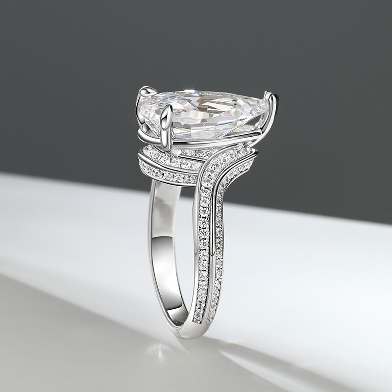 Jeulia Anillo de Plata de Ley Entrelazado con Corte de Pera