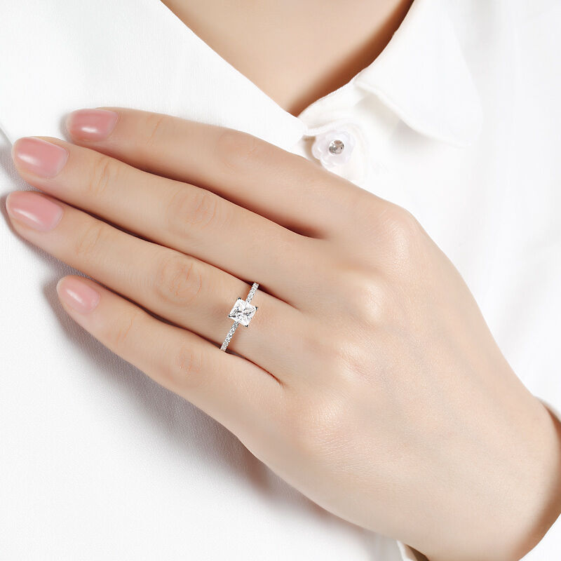 Jeulia Princess Cut Sterling Silver Ring