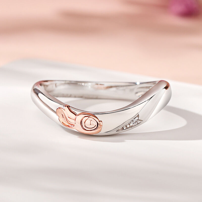 Jeulia Anillo de Pareja para Hombre con Monstruo Pequeño de Diseño Irregular de Plata de Ley