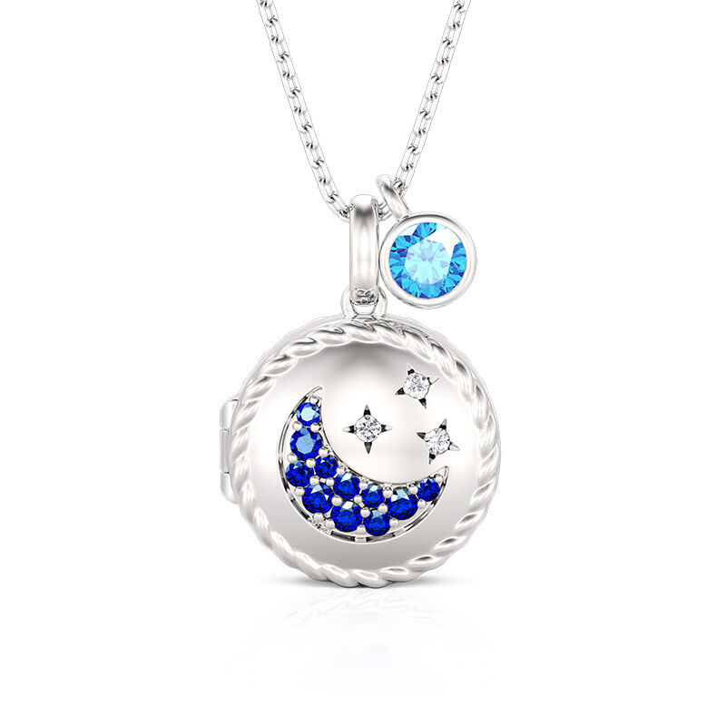 Jeulia Collar Personalizado de Foto Estrella Luna con Piedra de Nacimiento
