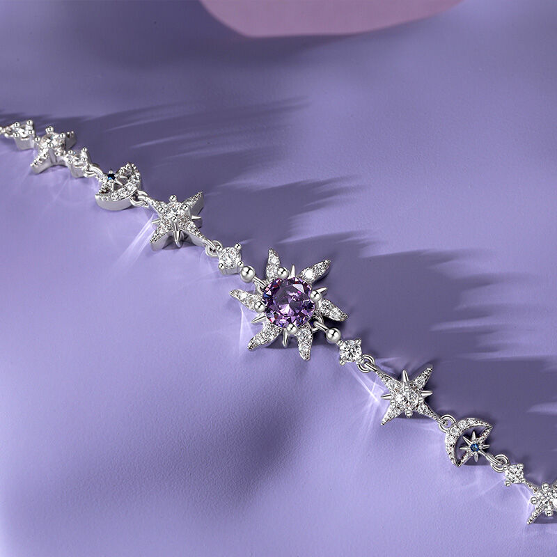 Jeulia "Infinite Glow" Sun Moon and Stars Bracelet Sterling Silver