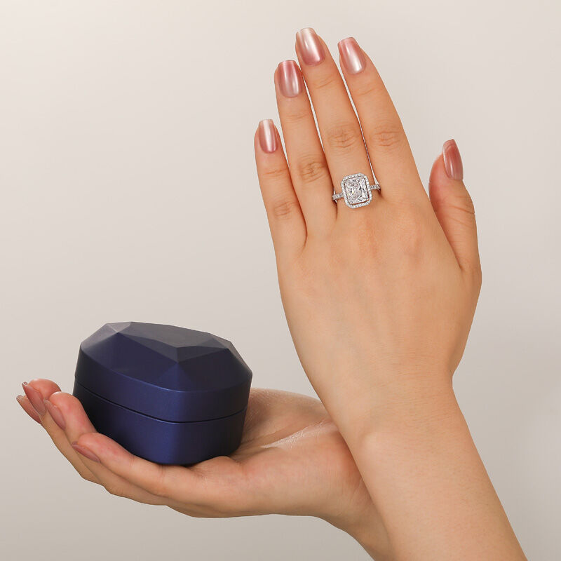 Jeulia Floating Halo Radiant Cut Engagement Ring