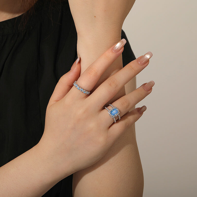 Jeulia Custom Halo Radiant Bridal Ring Set Wave Design Enhancer