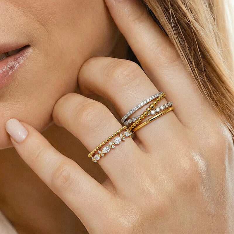 Jeulia Esenciales del Día Anillo Cruzado de Cuentas Degradado