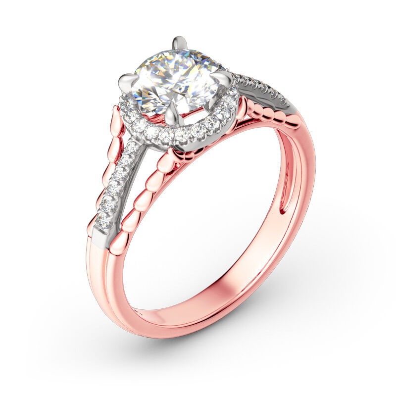 Jeulia Halo Round Cut Sterling Silver Ring