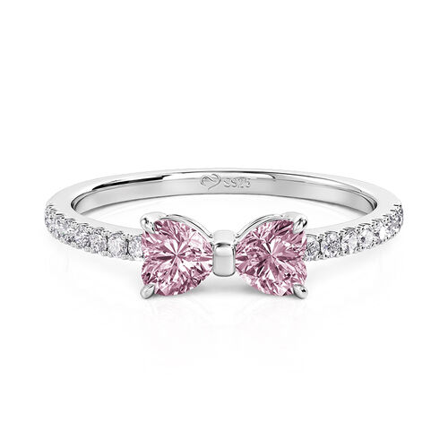 Jeulia Simple Custom Bowknot Promise Ring with Half Eternity