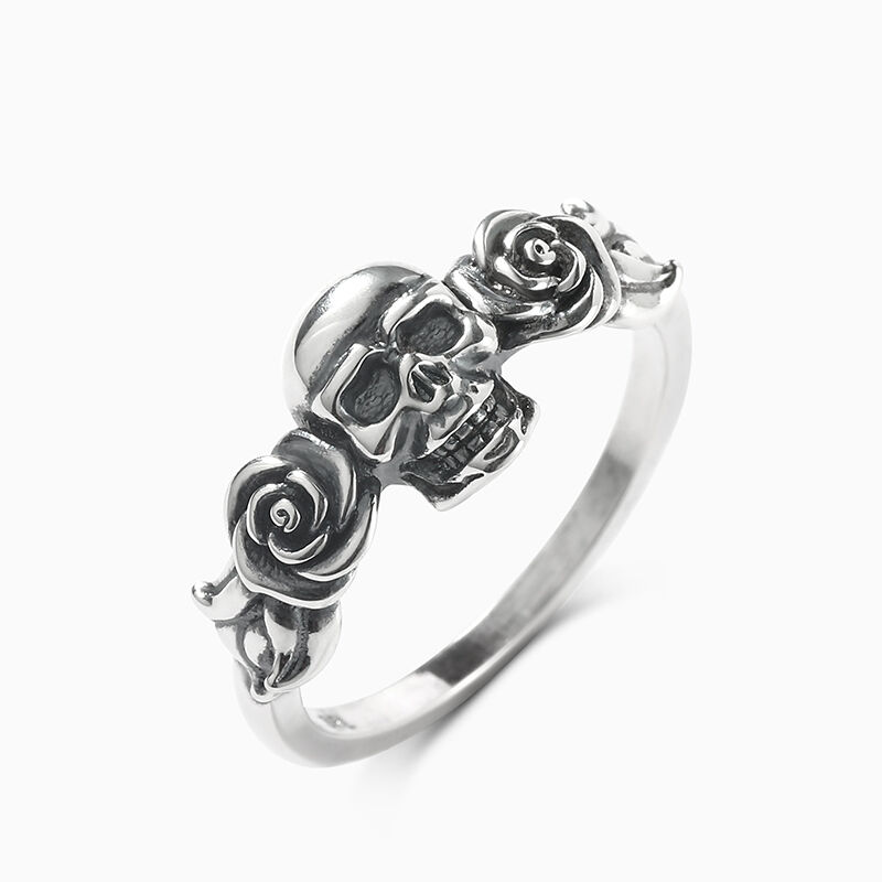 Jeulia "Rose Flower" dödskalle sterling silver ring