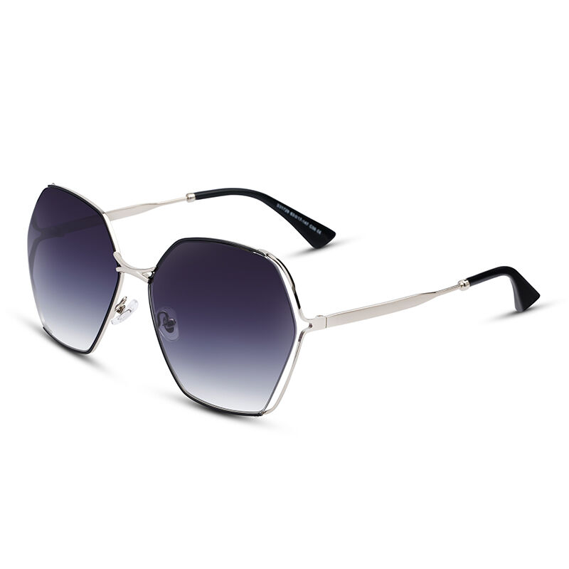 Jeulia "Stand Out" Hexagon Grey Gradient Oversize Women's Sunglasses