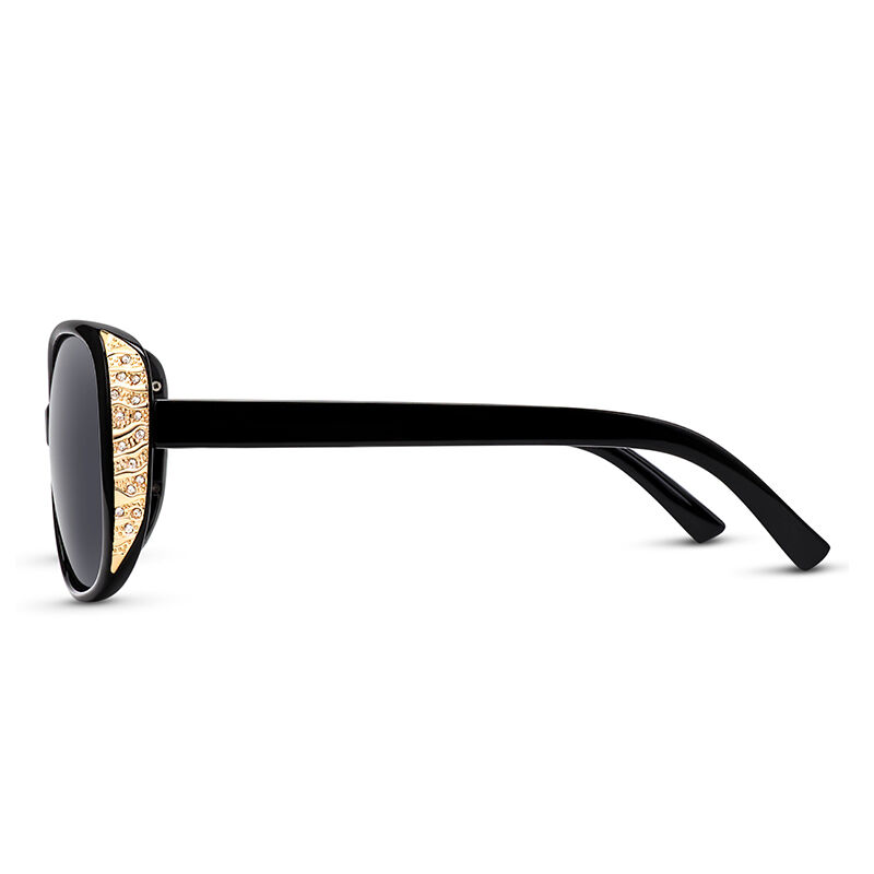 Jeulia "Make Waves" Oval Black/Grey Polarized Women's Sunglasses