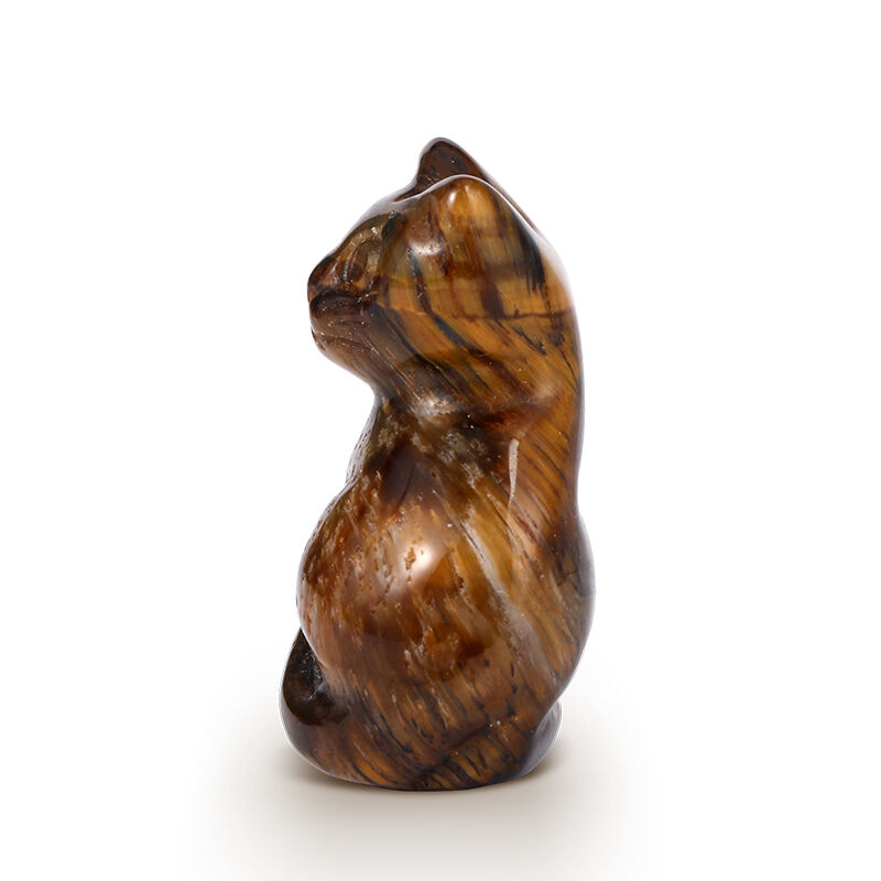 Jeulia Escultura de cristal de figura gato con ojo de tigre de suerte