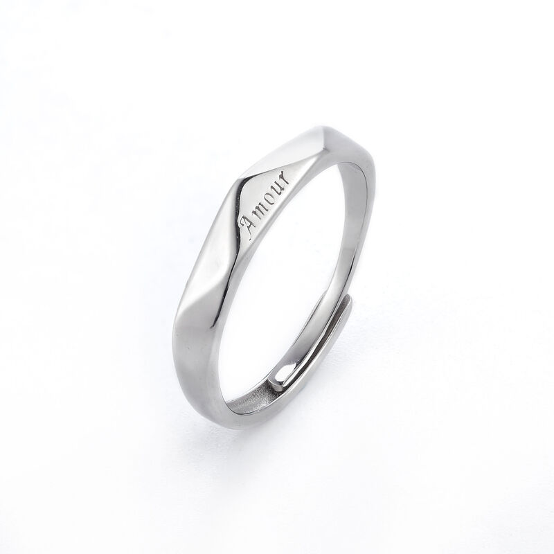 Jeulia Engraved Sterling Silver Couple Rings