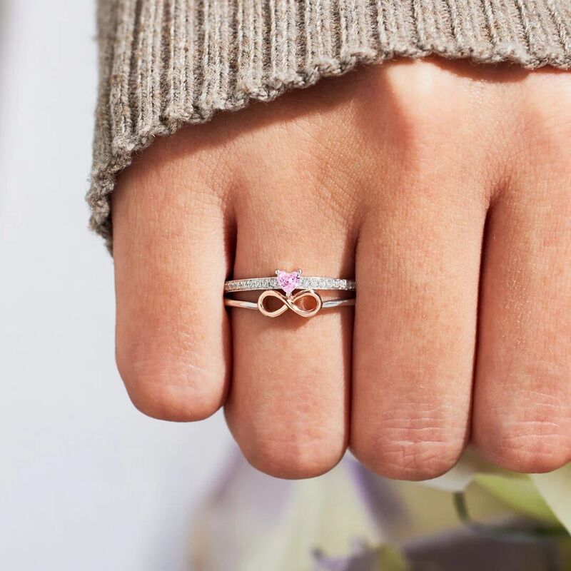 Jeulia Bague Cœur Amour Infini Deux Tons Argent Sterling