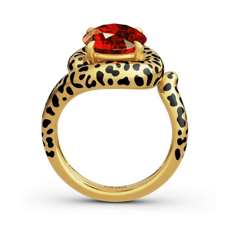 Jeulia "Wild Beauty" Leopard Print Oval Cut Sterling Silver Ring