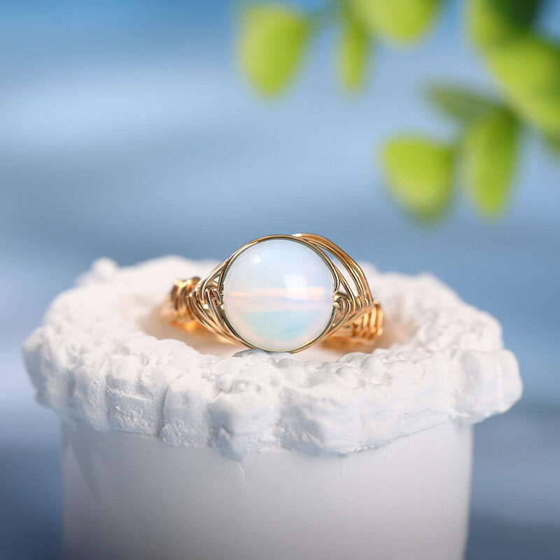 Jeulia "Spiritual Awakening" Natural Opal Adjustable Ring