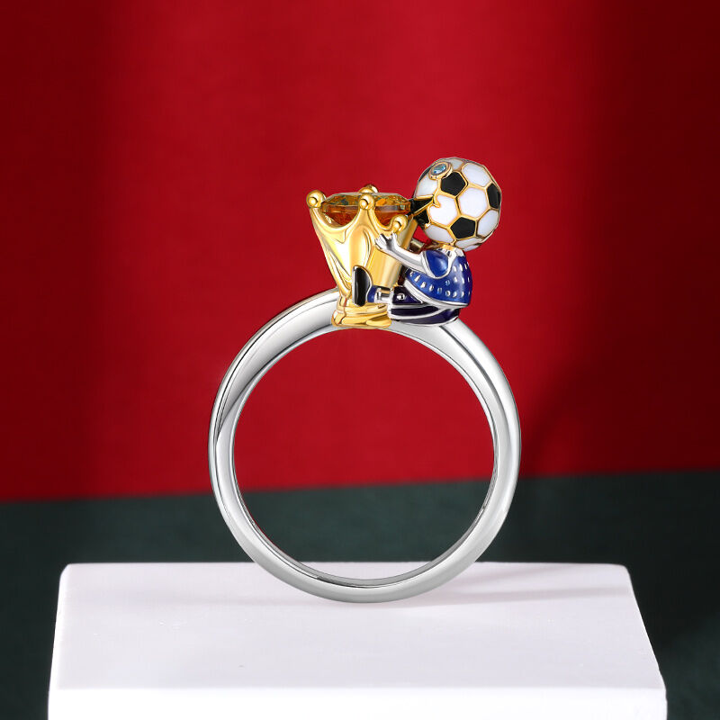 Jeulia Hug Me "You're My Champion" Japan Football Team Round Cut Sterling Silver Ring