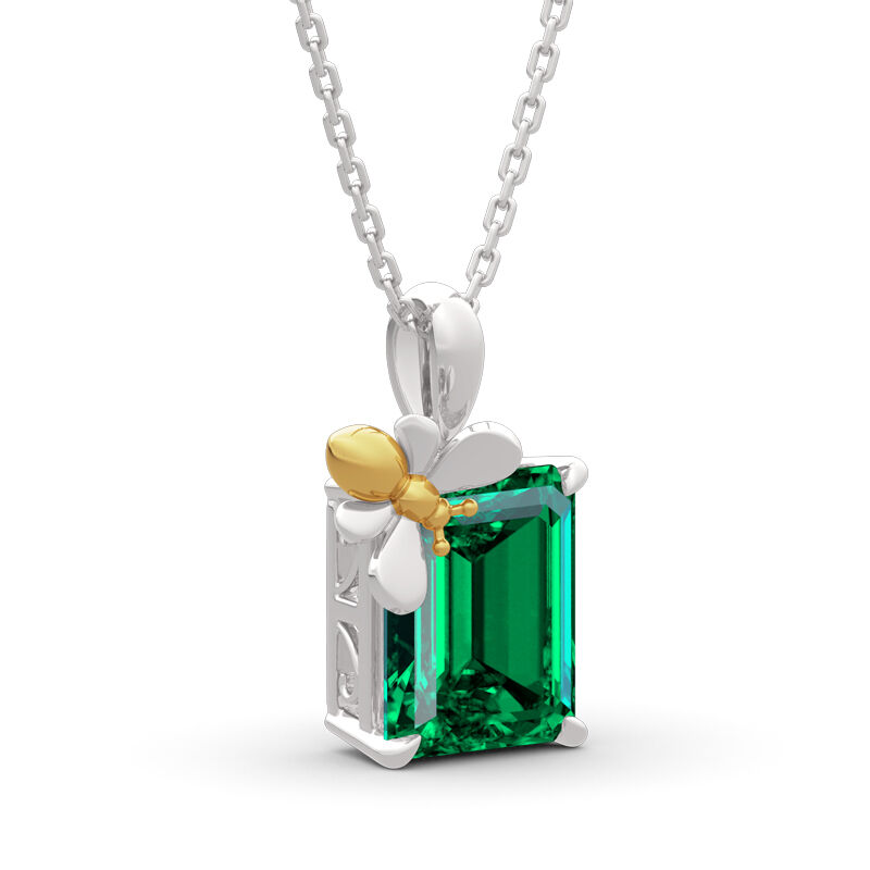 Jeulia "Honey Bee" Emerald Cut Sterling Silver Necklace