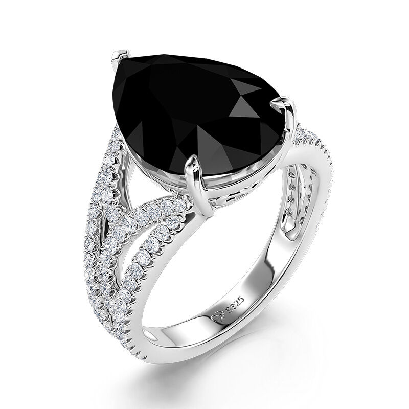 Jeulia Simple Black Thorn Pear Cut Engagement Ring Sterling Silver