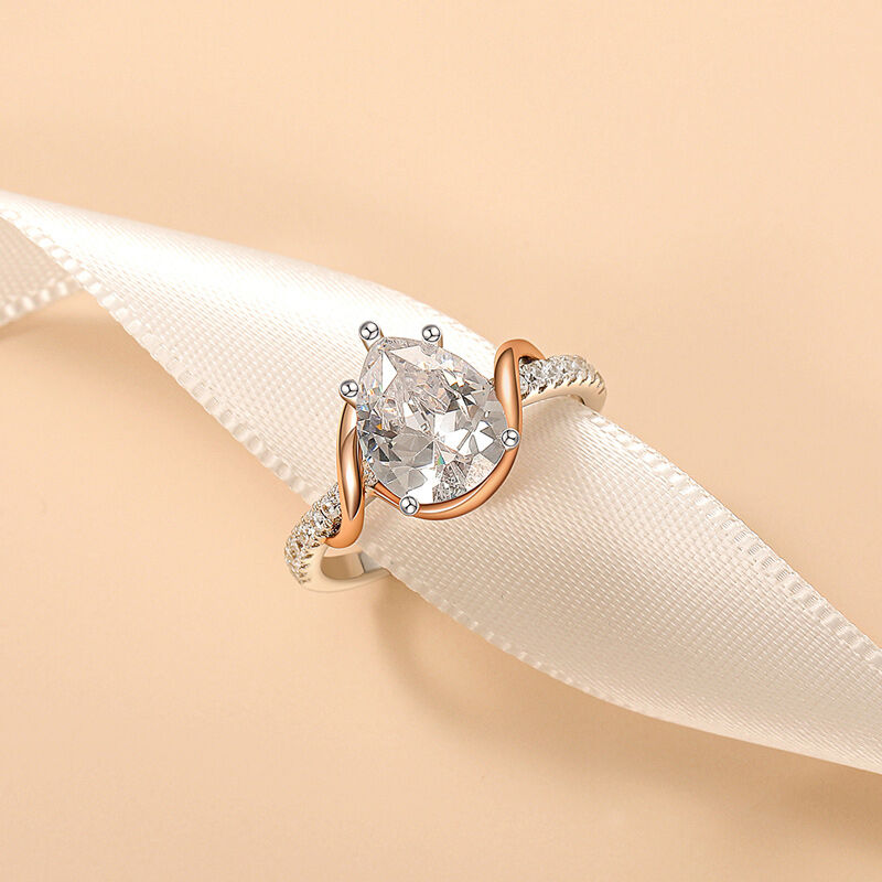 Jeulia Amore Custom Engagement Ring Two Tone Pear Cut