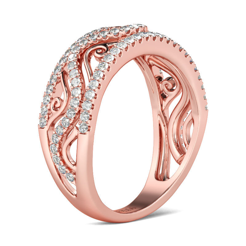 Rose Gold Tone Round Cut Sterling Silver Women's Band
