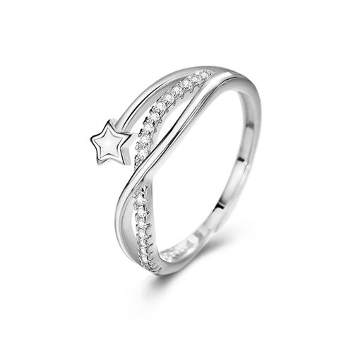 Jeulia Crossover Star Adjustable Sterling Silver Women's Band
