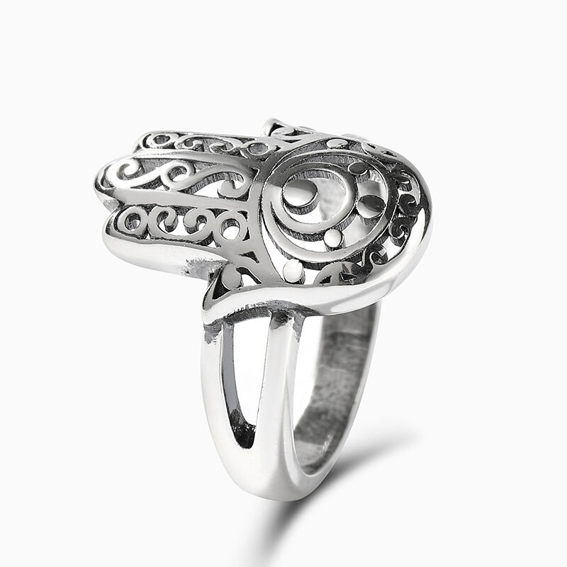 Jeulia "Jali Hamsa" Hand Sterling Silver Ring
