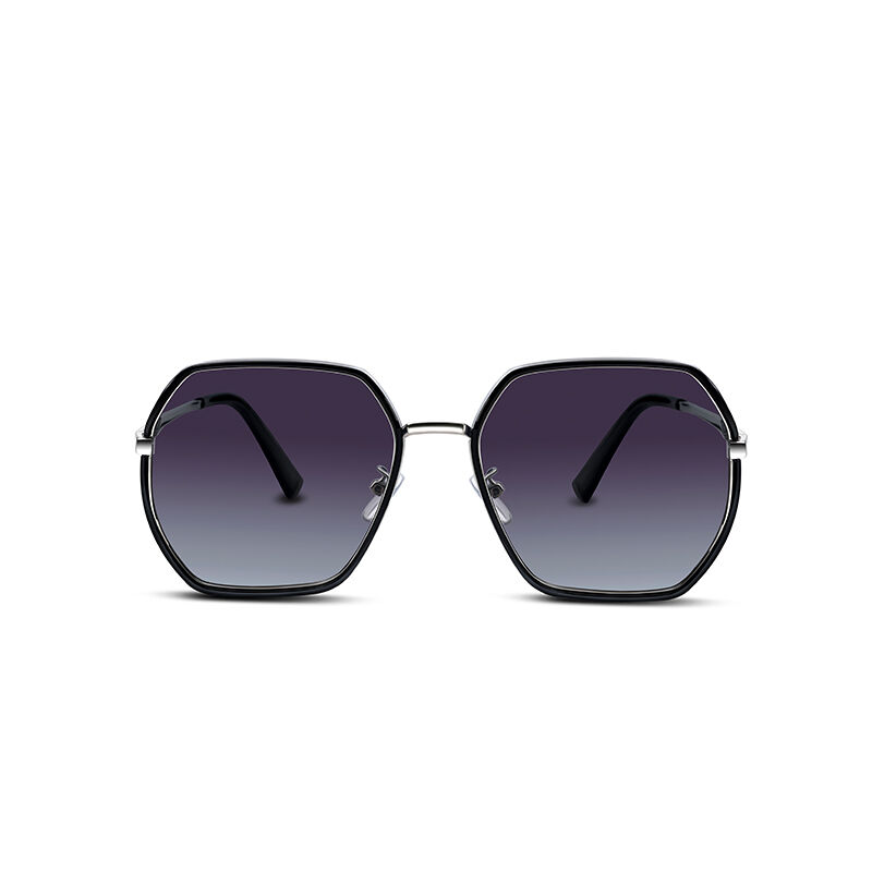Jeulia "Impromptu" Hexagon Black Gradient Polarized Women's Sunglasses