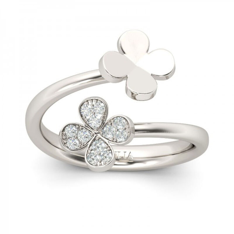 Four Leaf Clover Design Sterling Silver Ring