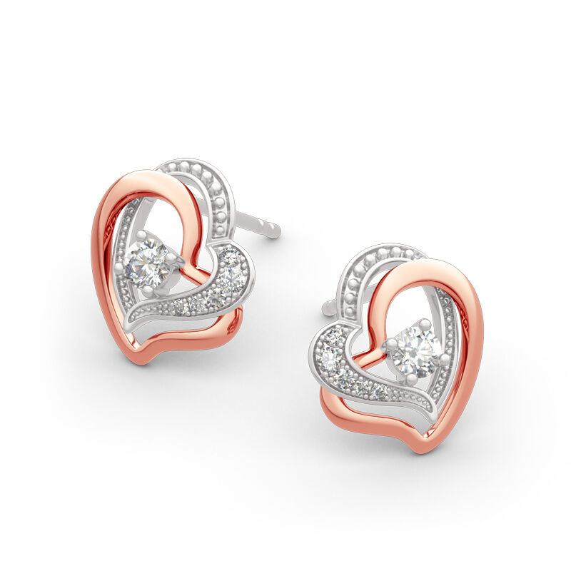 Jeulia Double Heart Sterling Silver Stud Earrings