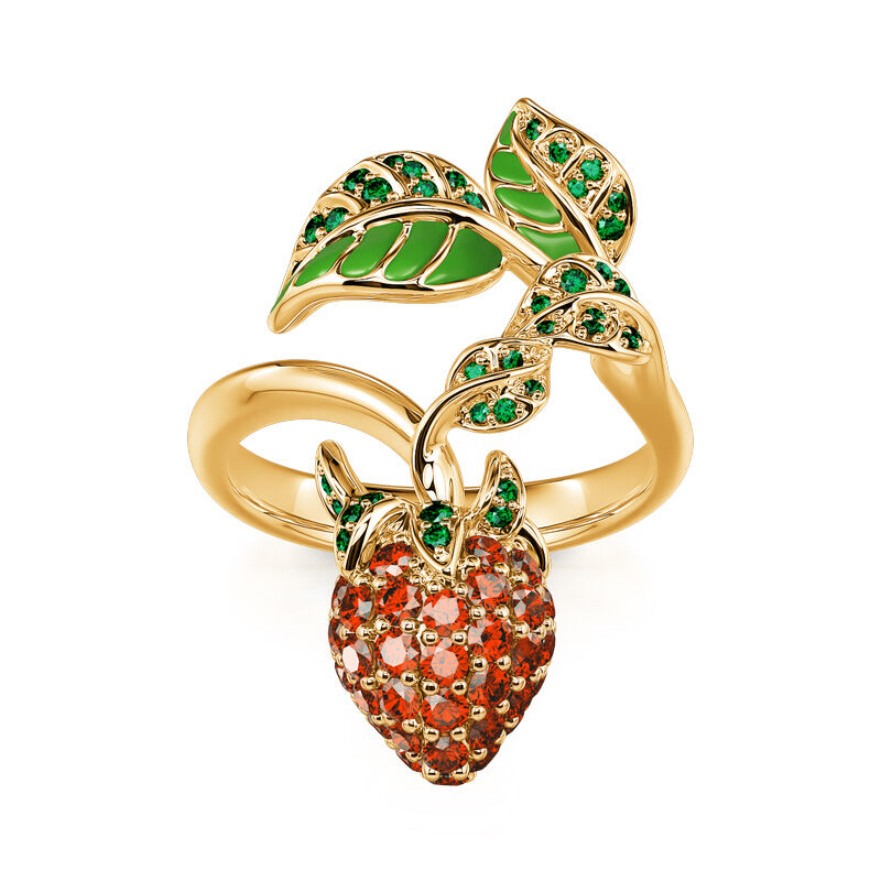 Jeulia "Juicy Fruit" Strawberry Design Sterling Silver Ring