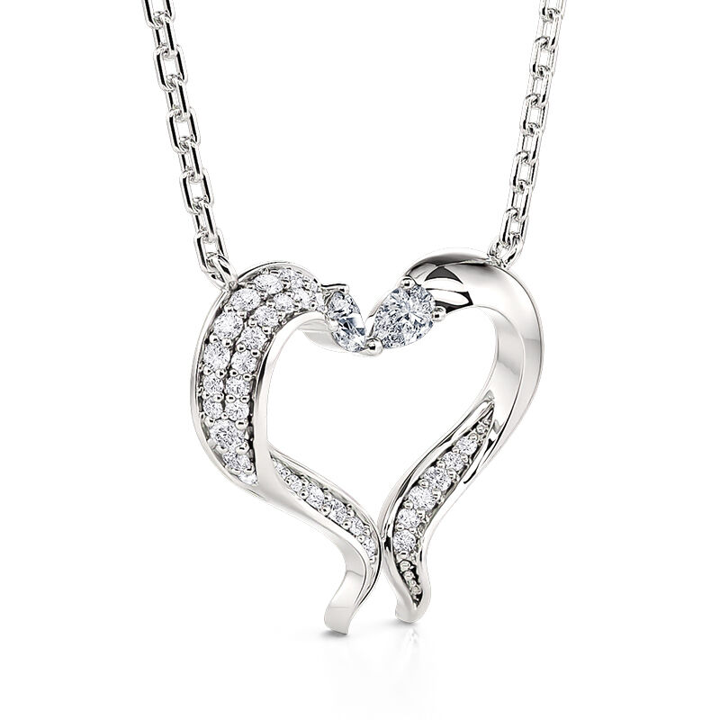 Jeulia "Fishes Dance" Heart-Shaped Sterling Silver Necklace