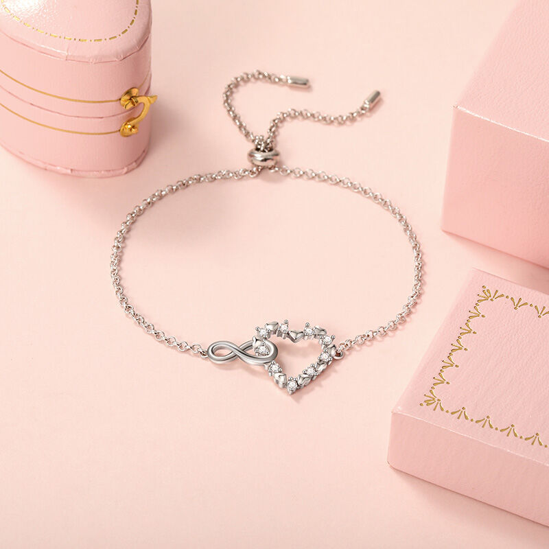 Jeulia "Endless Affection" Heart & Infinity Bracelet Adjustable