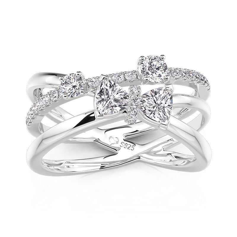 Jeulia Fashion Bow Twist Interlocking Ring
