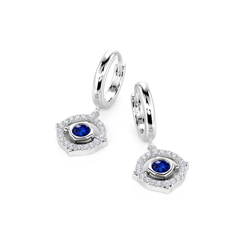 Jeulia Pendientes de Aro Contorno con Montura Halo y Piedra de Nacimiento Personalizada