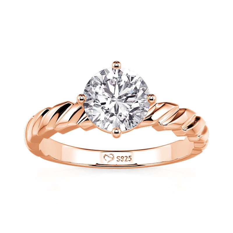 Jeulia Braided Rose Gold Round Solitaire Engagement Ring