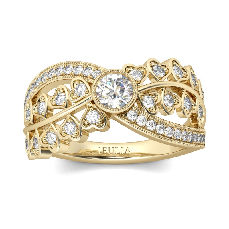 Jeulia Round Cut Heart Sterling Silver Women's Ring