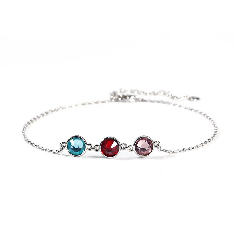 Jeulia Simple Design Candy-hued Stones Sterling Silver Personalized Anklet