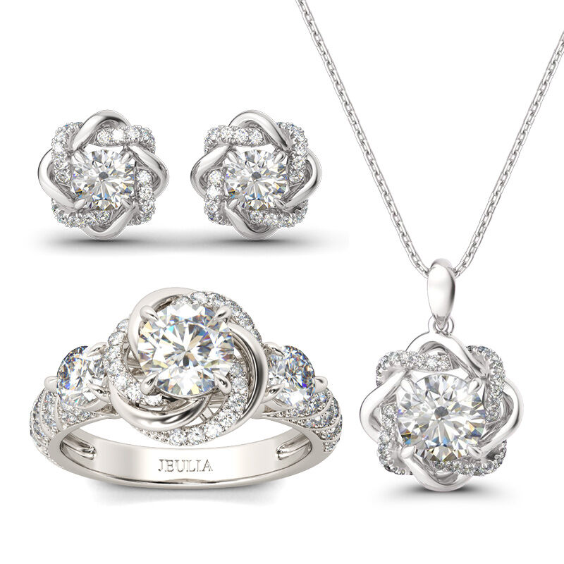 Jeulia Knot of Love Sterling Silver Jewelry Set