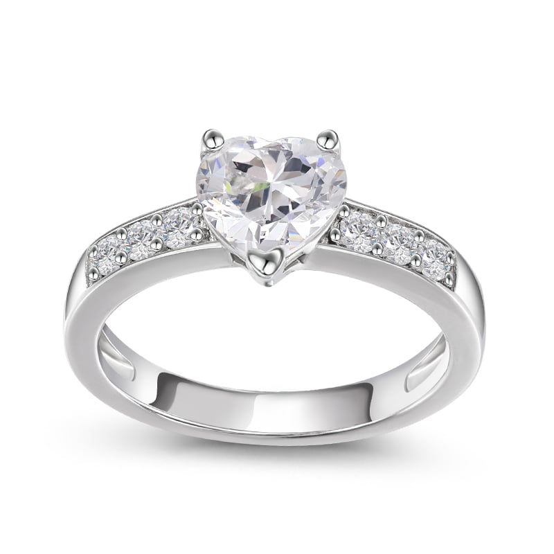 Jeulia Classic Heart Cut Sterling Silver Ring