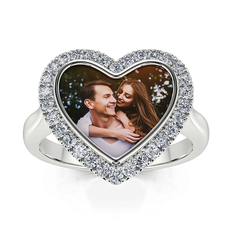 Jeulia "Ever Us" Sterling Silver Personalized Photo Ring