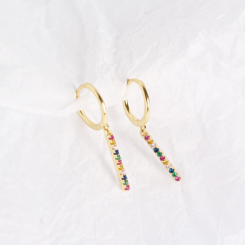 Jeulia "Over the Rainbow" Gold Tone Sterling Silver Earrings