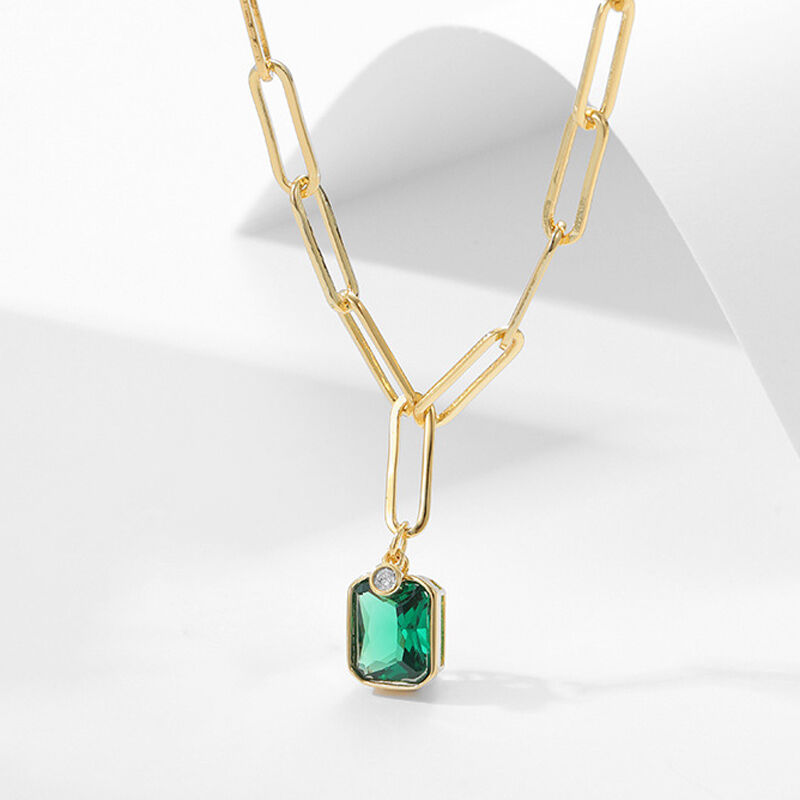 Jeulia "Green Mystery" Spinel Gold-plated Copper Necklace