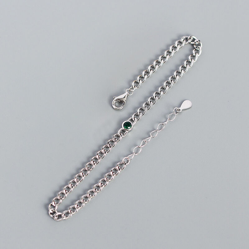 Jeulia Chain Link Round Cut Sterling Silver Bracelet