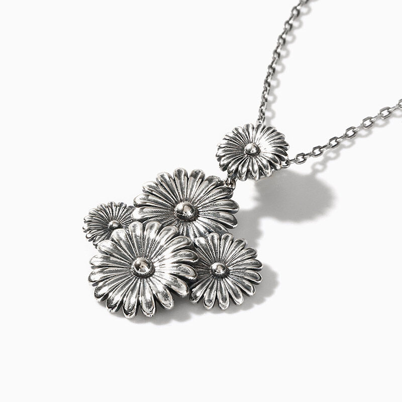 Jeulia "Daisy Bouquet" Blomma Sterling Silver Halsband