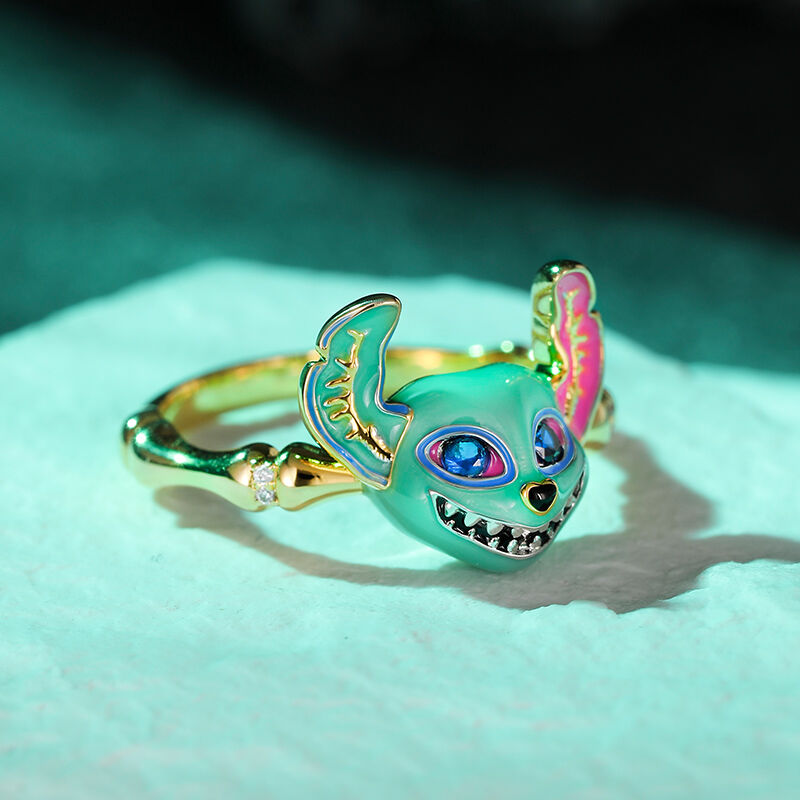 Jeulia "Colorful Dog" Enamel Sterling Silver Ring